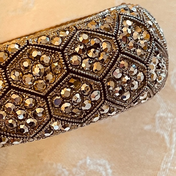 Two Sparkling Silver-Tone Rhinestone Magnetic Closure Bangle Bracelets - Picture 3 of 15